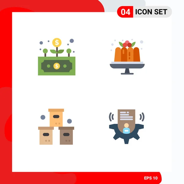Mobile Interface Flat Icon Set Pittogrammi Business Logistica Coltivazione Cibo — Vettoriale Stock