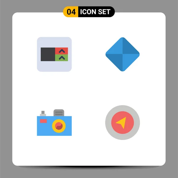 Group Modern Flat Icons Set Form Map Pill Camera Location — Stock Vector