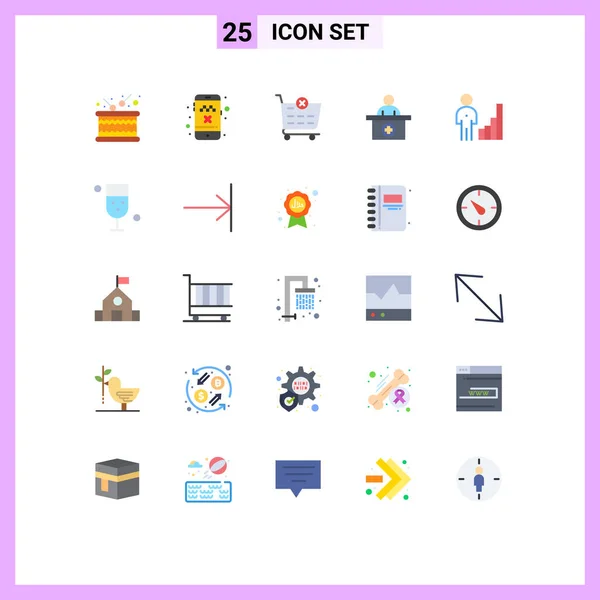 Conjunto Icones Modernos Símbolos Sinais Para Empresas Análise Checkout Nomeação — Vetor de Stock