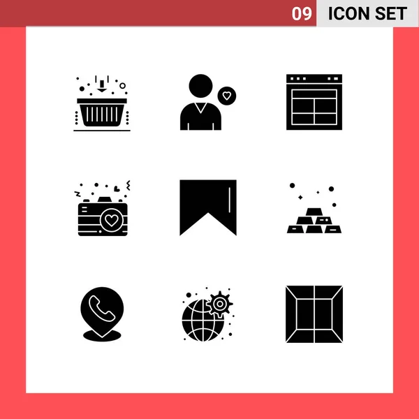 Universal Icon Symbols Group Modern Solid Glyphen Romantik Herz Liebe — Stockvektor