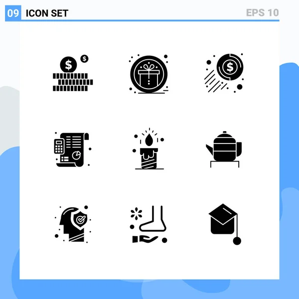 Universal Icon Symbols Group Modern Solid Glypphs Wedding Candle Dollar — Stockvektor