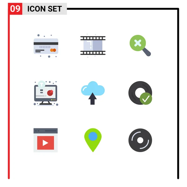 Piktogramm Set Mit Einfachen Flachen Farben Von Cloud Business Solution — Stockvektor