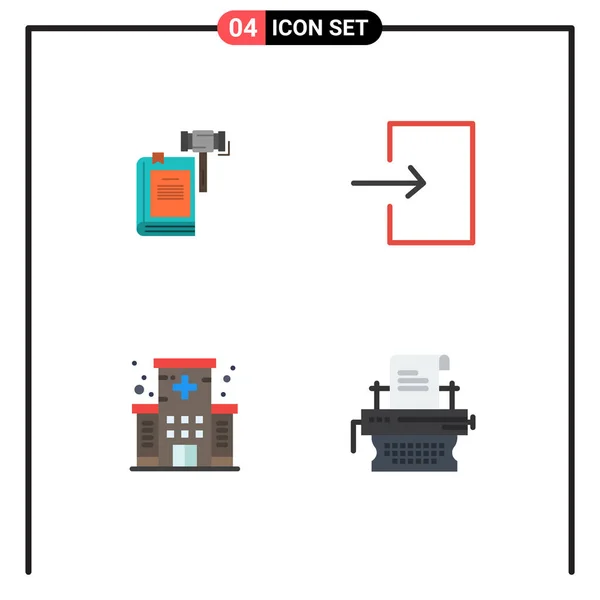 Icônes Créatives Signes Modernes Symboles Loi Entrée Cour Juridique Hôpital — Image vectorielle