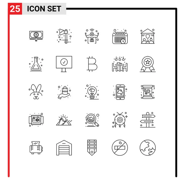 日程安排 可编辑向量设计元素等网络印刷媒体用的25个现代行符号和符号包 — 图库矢量图片