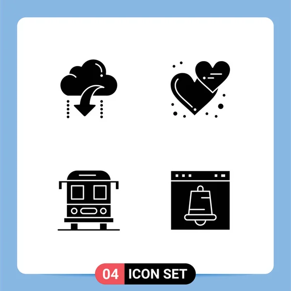 Ensemble Symboles Icônes Interface Utilisateur Modernes Signes Télécharger Cœurs Amour — Image vectorielle