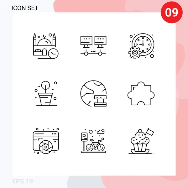 Set Dari Ikon Modern Simbol Tanda Tanda Untuk Data Tanaman - Stok Vektor