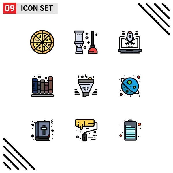 Conjunto Icones Modernos Símbolos Sinais Para Resultado Classificação Laptop Funil — Vetor de Stock
