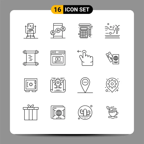 Stock Vector Icon Pack Line Signs Symbols History Car Video — Stock Vector