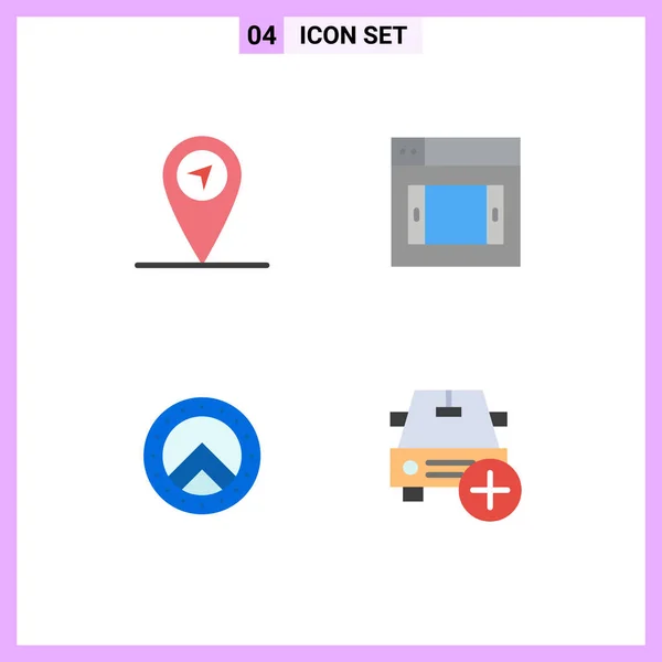 Interface Usuário Flat Icon Pack Modern Signs Symbols Gps Car — Vetor de Stock