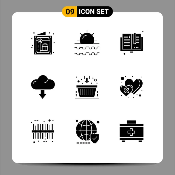 Set Modern Icons Sysymbols Signs Download Arrow Holiday Cloud Library — Vector de stock