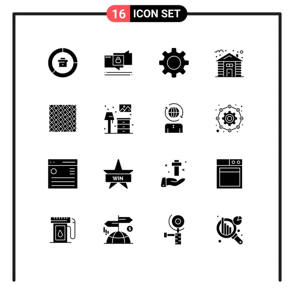 Stock Vector Icon Pack Line Signs Symbols Tile Hut Secure — Stock Vector
