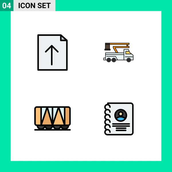 Universal Icon Symbols Group Modern Filledline Flat Colors Document Vehicle — Stock Vector