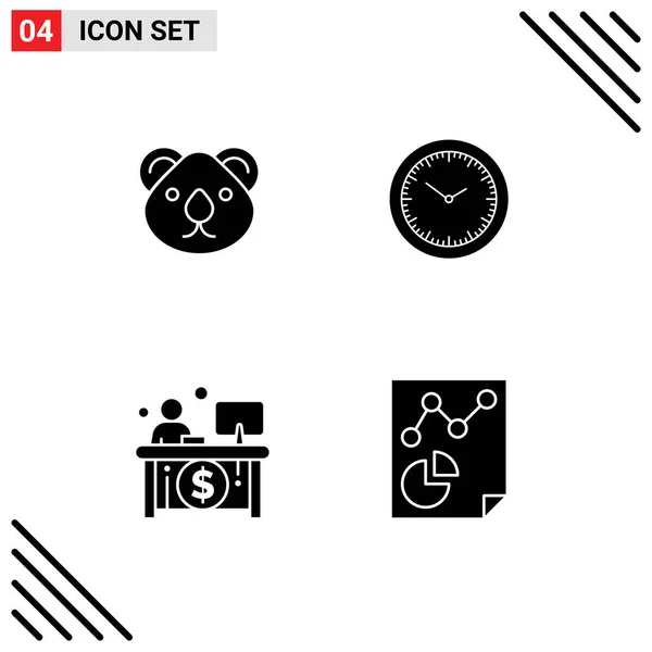 Thematic Vector Solid Glyphs Editable Sysymbols Animal Business Kangaroo Watch — Vector de stock