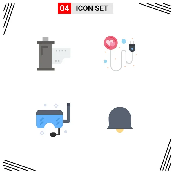 Mobile Interface Flat Icon Set Pictograms Cinema Breggles Hollywood Plug — Stockový vektor