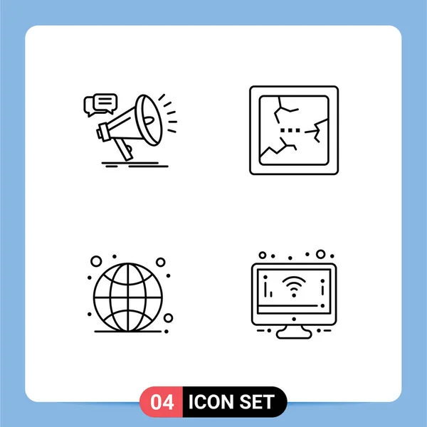 現代的な4つのファイルラインフラット色とマーケティング プロモーション ハロウィン ライブ編集可能なベクトルデザイン要素などのシンボルのセット — ストックベクタ