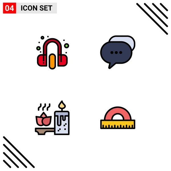 Modern Set Filledline Flat Colors Pictograph Customer Candle Earphone Messages — Vector de stock