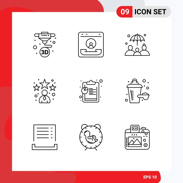 Modern Set Outlines Pictograph Chart Star Help Manager Avatar Editable — 스톡 벡터