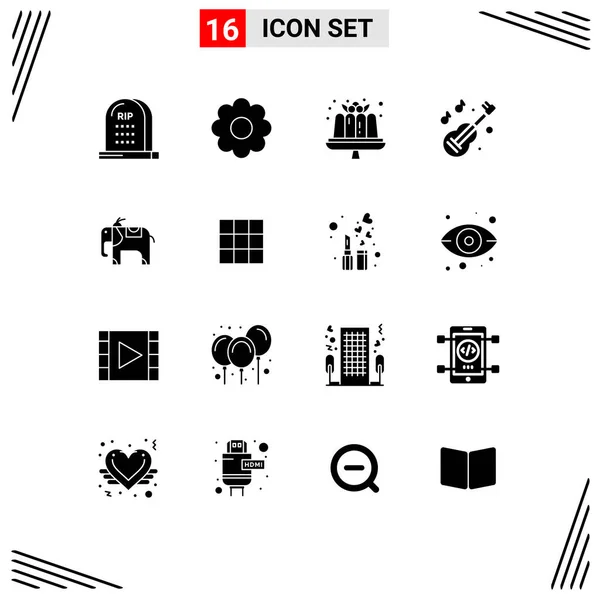 Icône Vectorielle Paquet Signes Symboles Ligne Pour Animaux Musique Gâteau — Image vectorielle