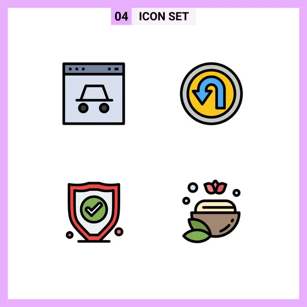Conjunto Icones Modernos Símbolos Sinais Para Hacker Seguro Segurança Volta — Vetor de Stock