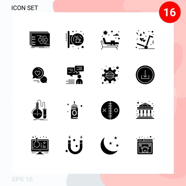 Stock Vector Icon Pack Mit Zeilenzeichen Und Symbolen Für Chat — Stockvektor