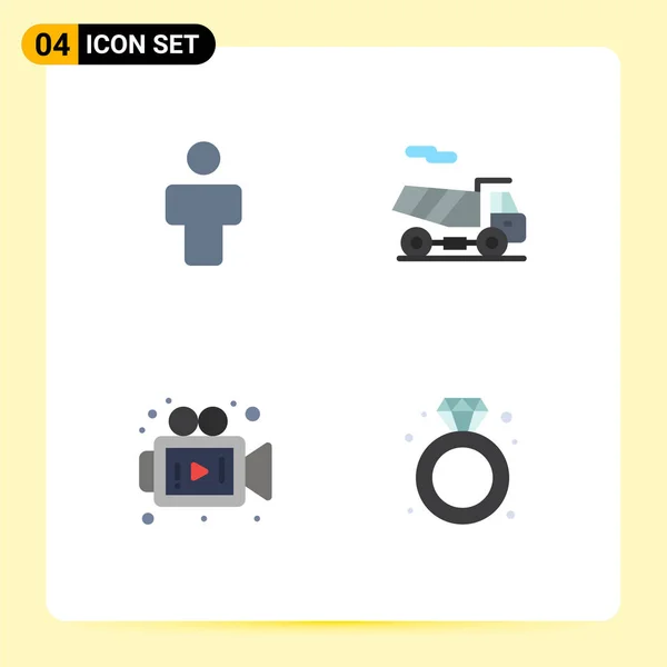 Flat Icon Koncept Pro Webové Stránky Mobilní Apps Avatar Video — Stockový vektor