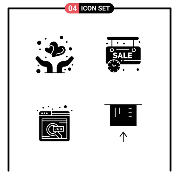 Pictogram Set Van Eenvoudige Solid Glyphs Van Verzekering Online Beschermen — Stockvector