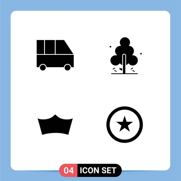 Solid Glyph Pack Van Universele Symbolen Van Levering Van Bestelwagen — Stockvector