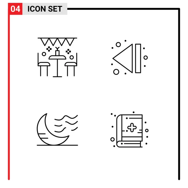 Set Modern Icons Sysymbols Signs Celebration Moon Outdoor End Sleep — Vector de stock