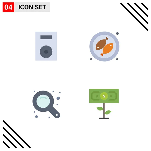 Mobile Interface Flat Icon Set Pictograms Devices Zoom Technology Fish — Vector de stock