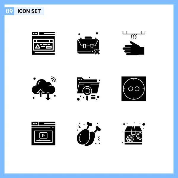 Mobile Interface Solid Gyph Set Pictograms Wifi Internet Things Bath — Vector de stock