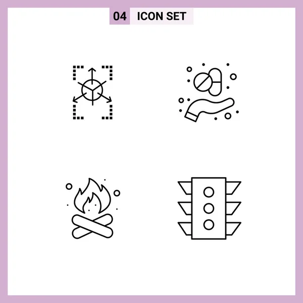 Icône Vectorielle Stock Paquet Signes Symboles Ligne Pour Prototype Camping — Image vectorielle