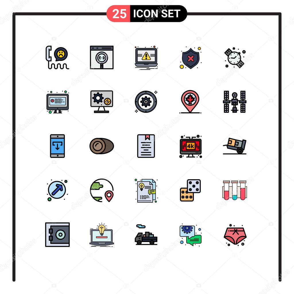 25 Creative Icons Modern Signs and Symbols of security, protect, develop, failed, notification Editable Vector Design Elements