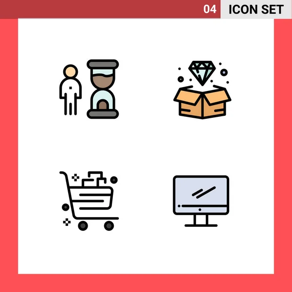 Stock Vector Icon Pack Mit Linienzeichen Und Symbolen Für Uhr — Stockvektor