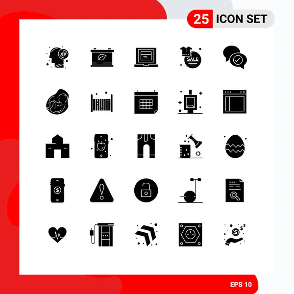 Stock Vector Icon Pack Лінійних Знаків Символів Пошти Чату Ноутбука — стоковий вектор