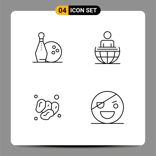 Mobile Interface Line Set Pictograms Activity Fruit Kegling International Ramadan — Vector de stock