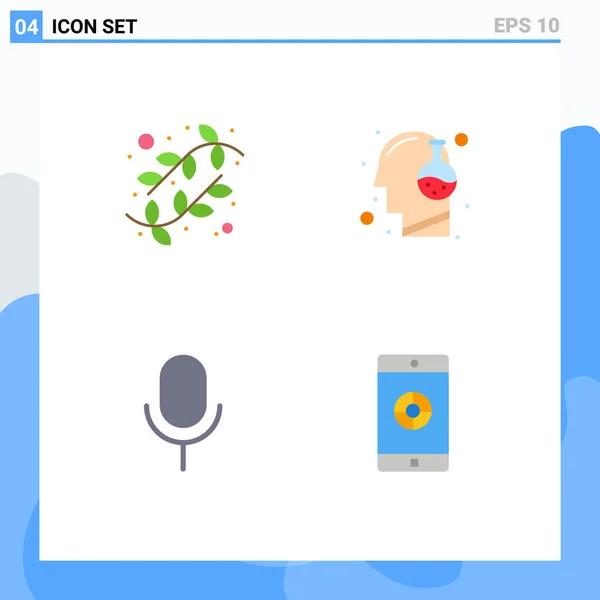 Set Commercial Flat Icons Pack Buds Mic Nature Innovation Basic — Archivo Imágenes Vectoriales