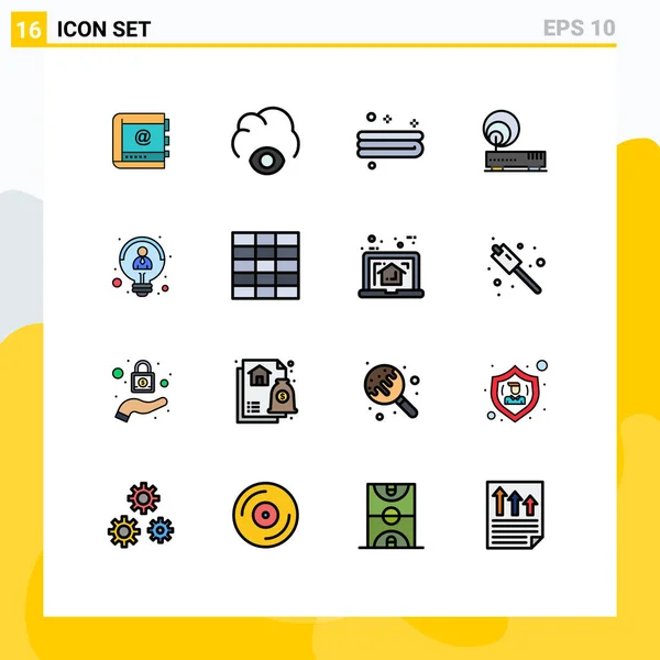 Set Modern Icons Sysymbols Signs Creative Internet Eye Hardware Towel — Vector de stock