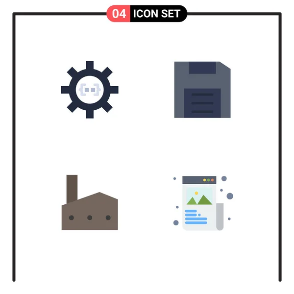 Set Vector Flat Icons Grid Coding Gadget Development Devices Factory — Archivo Imágenes Vectoriales