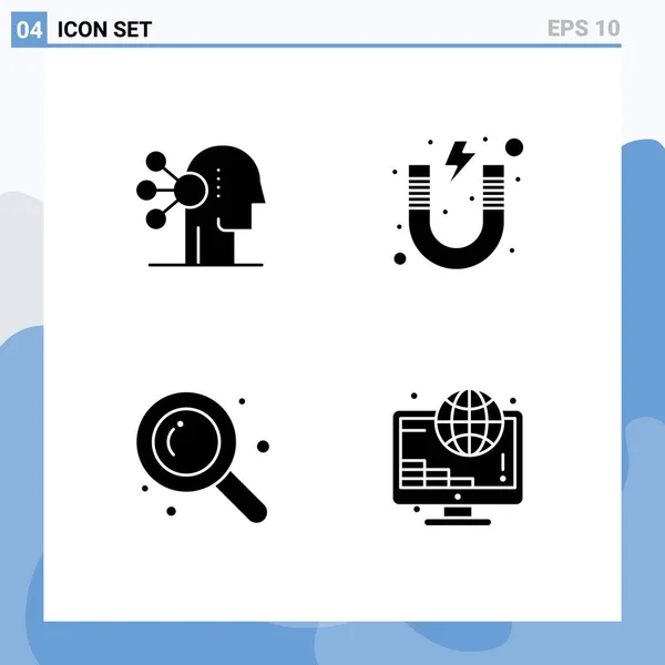 Set Modern Icons Sysymbols Signs Abilities Detective Human Magnet Searching — Vector de stock
