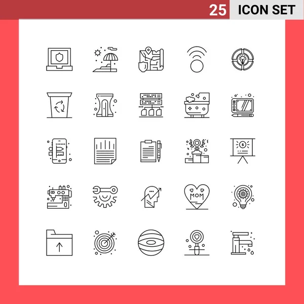 Stock Vector Icon Pack Line Signs Symbols Idea Chat Location — 스톡 벡터