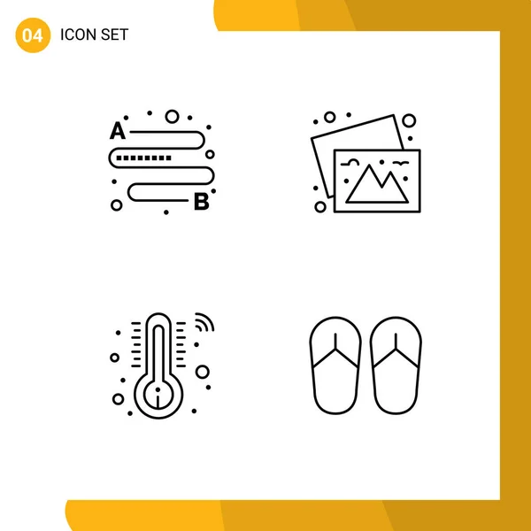 Paquetes Símbolos Signos Color Plano Línea Moderna Para Medios Impresión — Vector de stock