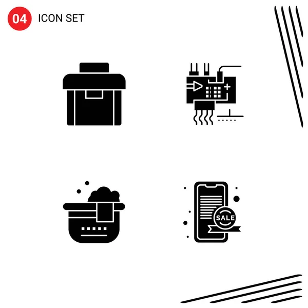 Pictogram Set Simple Solid Glyphs Briefcase 화장실 Editable Vector Design — 스톡 벡터