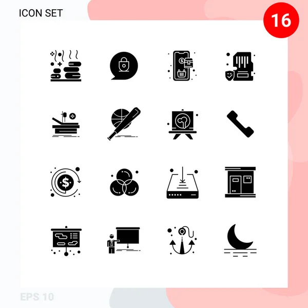 Universal Solid Glyphs Set Web Mobile Applications Theater Mobile Order — 스톡 벡터