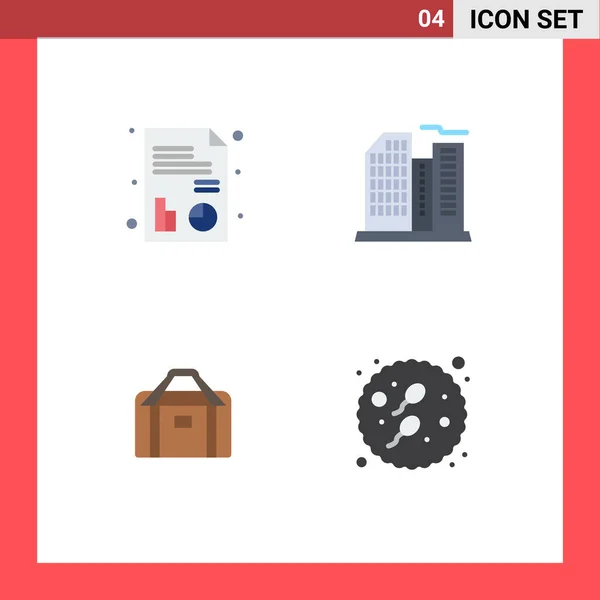 Mobile Interface Flat Icon Set Pictograms Medical Gym Building Office — Archivo Imágenes Vectoriales