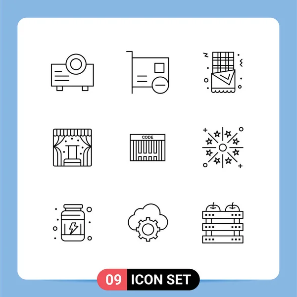 Icône Vectorielle Stock Paquet Signes Symboles Ligne Pour Code Barre — Image vectorielle