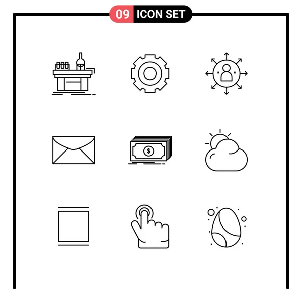 Set Modern Icons Sysymbols Signs Education Mail Setting Opportunity Employee — Vector de stock