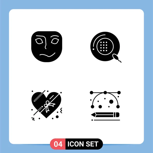 Stock Vector Icon Pack Line Signs Symbols Cheerful Chocolate Mask — Stock Vector