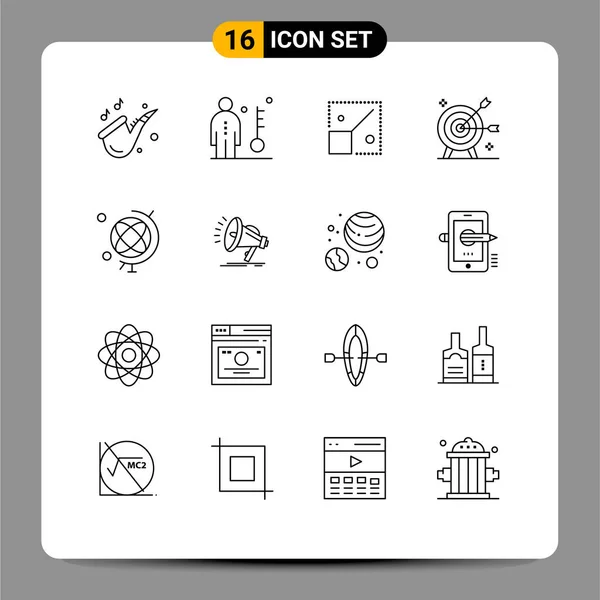 Stock Vector Icon Pack Mit Linienzeichen Und Symbolen Für Objektiv — Stockvektor