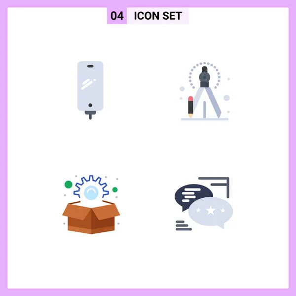 Universal Flat Icon Signs Symbols Phone Package Charging Creative Chat — Stock Vector
