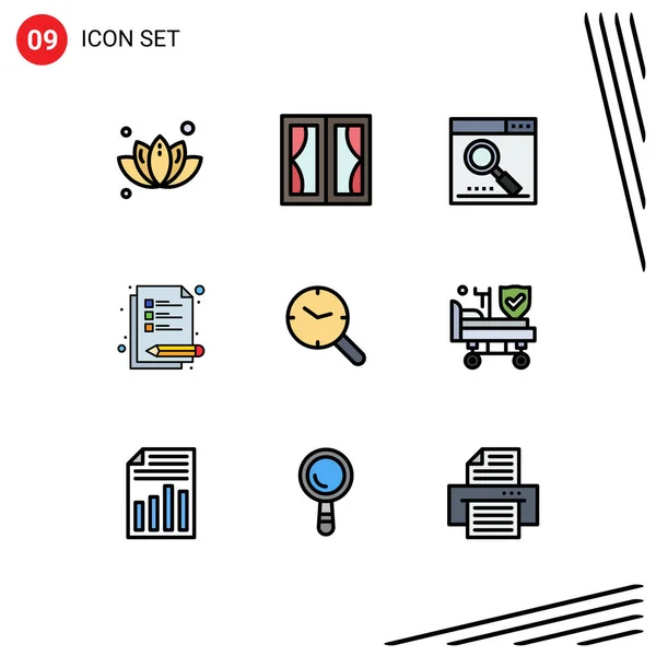 Universal Icon Symbols Group Modern Filledline Flat Colors Search Notes — 스톡 벡터